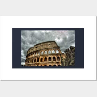 The Colosseum In Rome Moody Sky Posters and Art